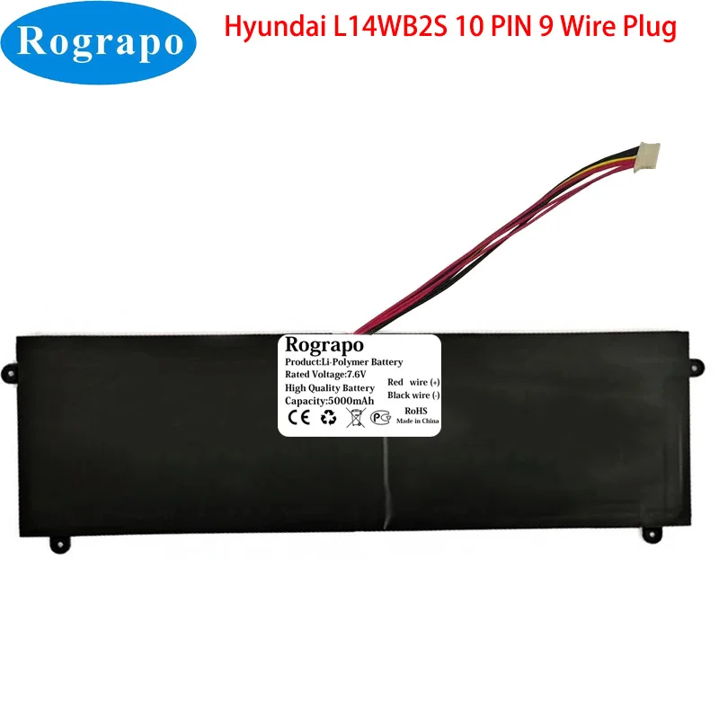 New 7.6V 5000mAh Laptop Battery For Hyundai L14WB2S 10 PIN 9 Wire Plug