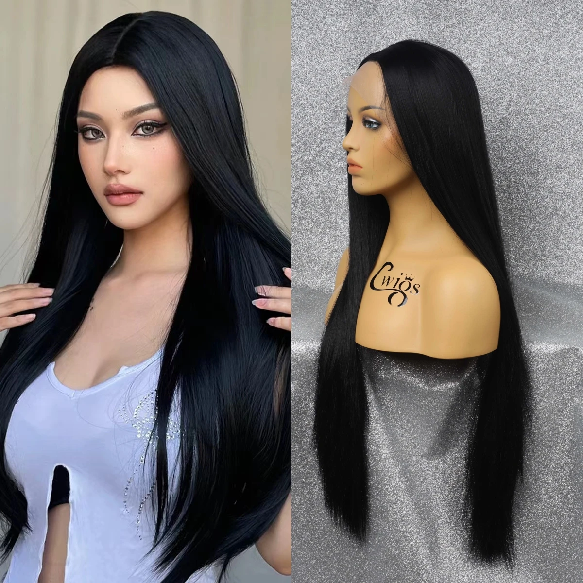 Synthetic Wig Soft And Comfortable Black Long Straight Fiber Wig High Temperature Silk High Temperature Resistant Cosplay Wig