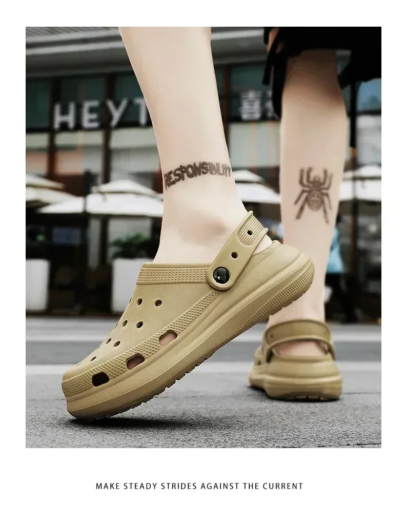 2026 Damen- und Herren-Lochschuhe, Sommer-Rutschfeste Outdoor-Sandalen, Geschlossene Zehen, Superweiche Beach-Slipper mit Dicker und Weicher Sohle – Detail 15