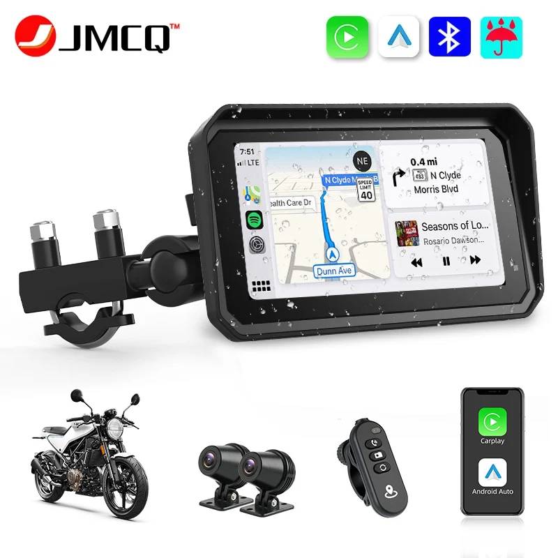 

6,25-дюймовый мотоциклетный GPS-навигатор с беспроводным CarPlay и Android Auto, видеорегистратор, водонепроницаемый IPX7, мото-монитор с поддержкой 4K DVR
