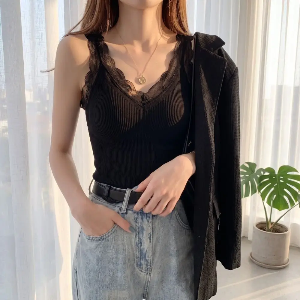 Elasticity Lace Thermal Underwear Seamless Thicken Warm Base Layer Vest Sleeveless Bottoming Camisole Winter