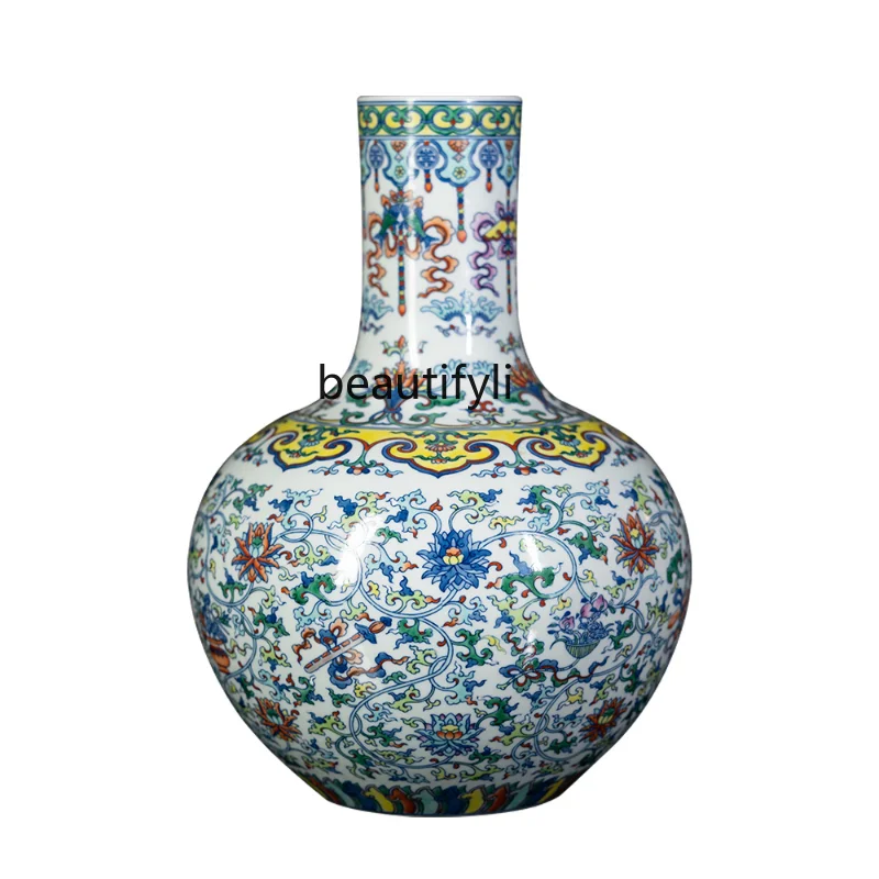 Jingdezhen Ceramic Vase Ball Bottle Porcelain Bottle Living Room Entrance Antique Decorative Chinese Porcelain Ornaments decor