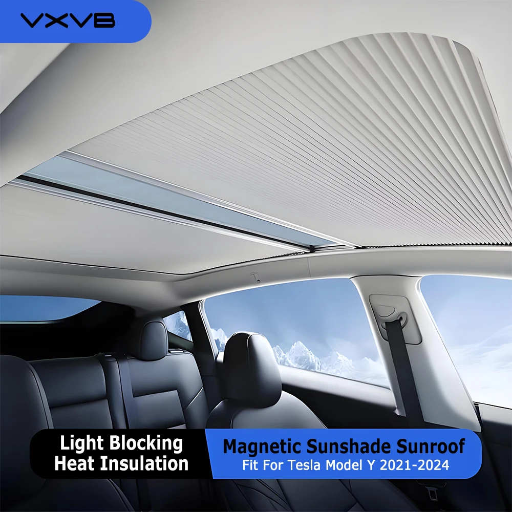 

For Tesla Model Y 2021-2024 Magnetic Car Sunshade Sunroof Retractable Sun Visor Skylight Auto Interior Modification Accessories
