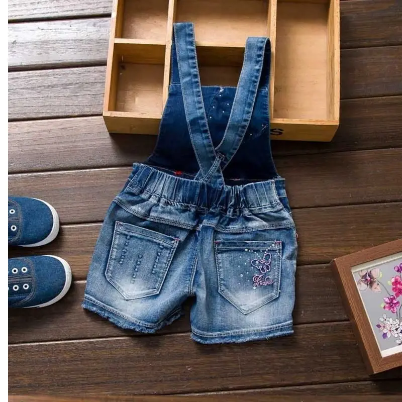 20223 SPRING Summer US Style Girl Jumpsuit Cute Sweet Fashion Washed Jeans Denim Romper Jumpsuits Straps Short Pants Cowboy Blue