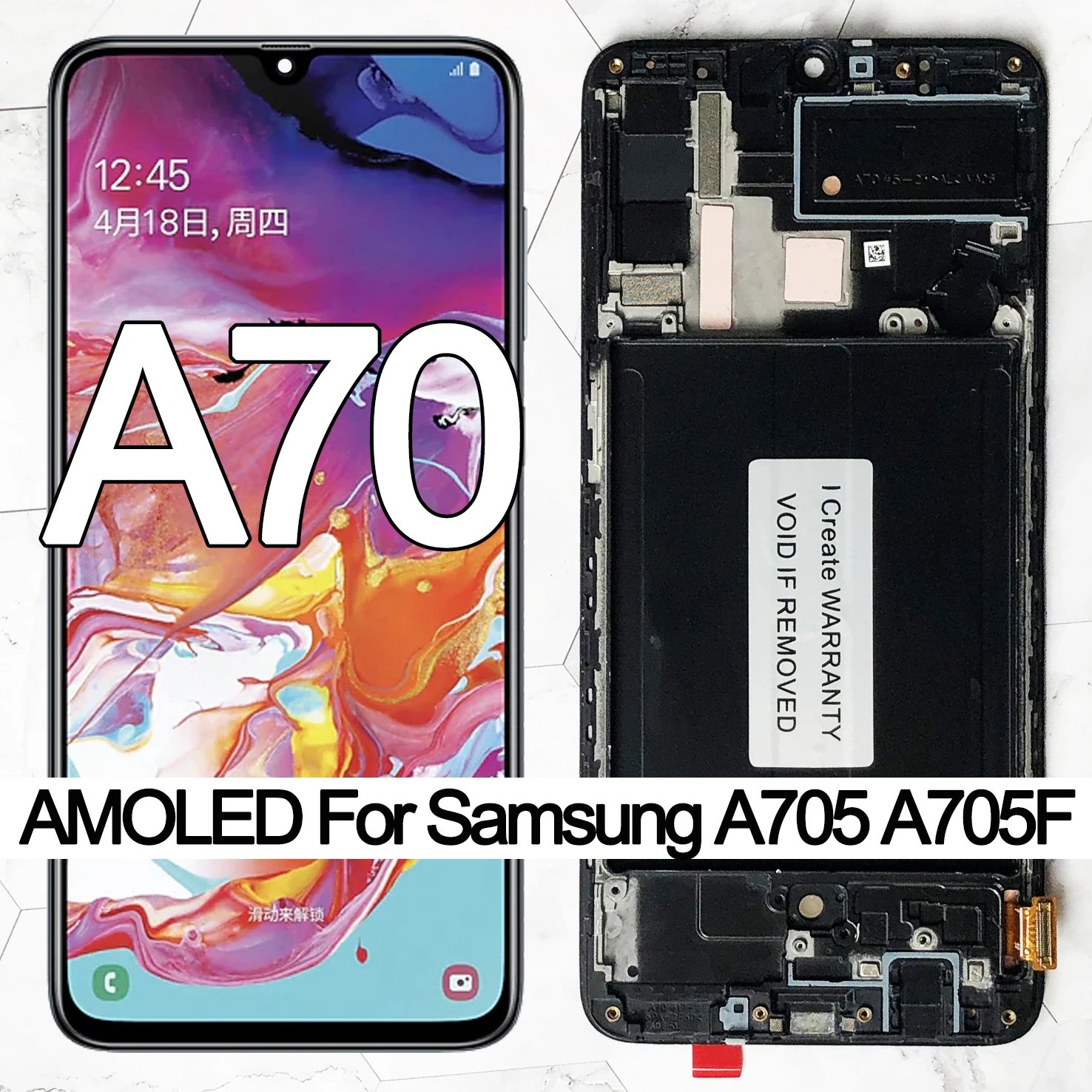 6.7'' AMOLED LCD Display For Samsung Galaxy A70 LCD A705 A705F SM-A705MN Display Touch Screen Digitizer Assembly Replacement