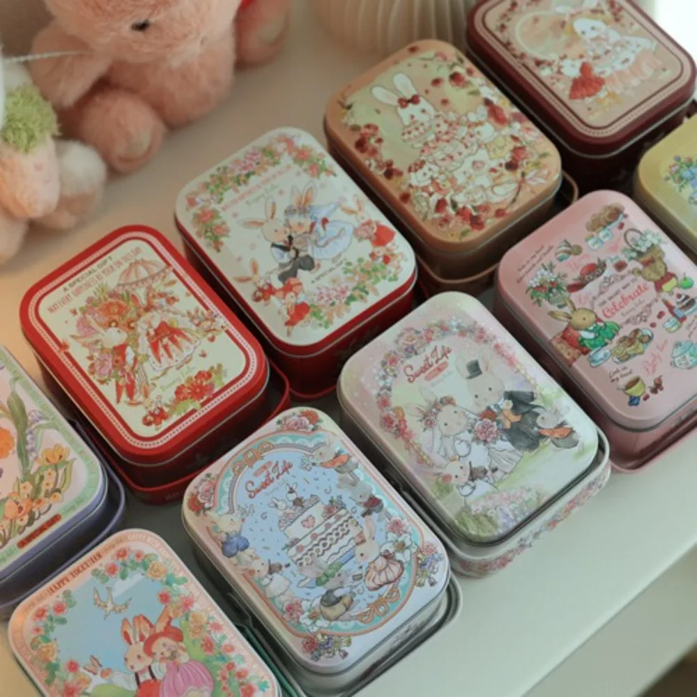 Vintage Small Suitcase Storage Tin Metal Candy Box Gift Box Cookie Gift Box Small Suitcase Sundries Organizer Storage Can Cute