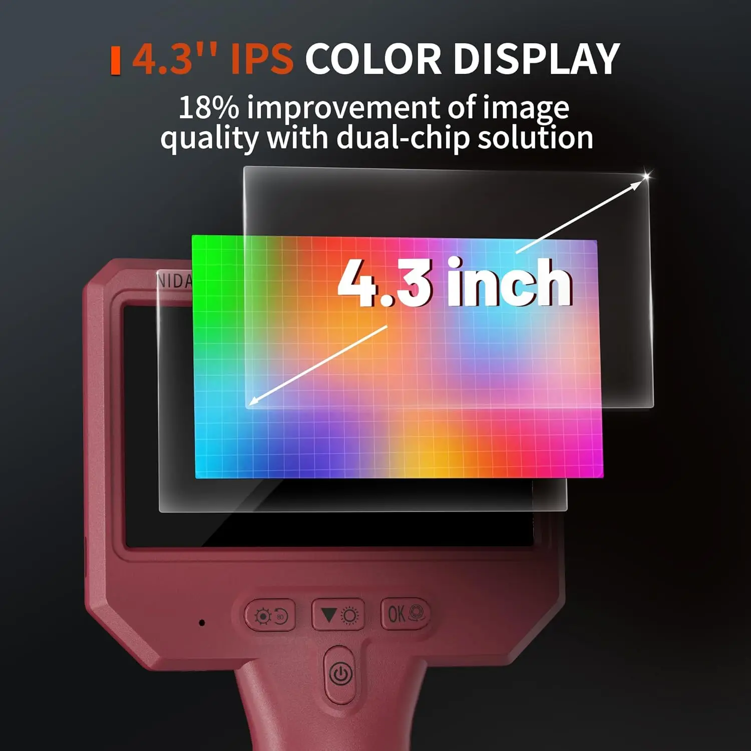 5 インチ IPS スクリーン 2MP 1080P デュアルレンズ内視鏡 CMOS ボアスコープ サイドビューとフロントビュー防水 IP66 検査耳鏡