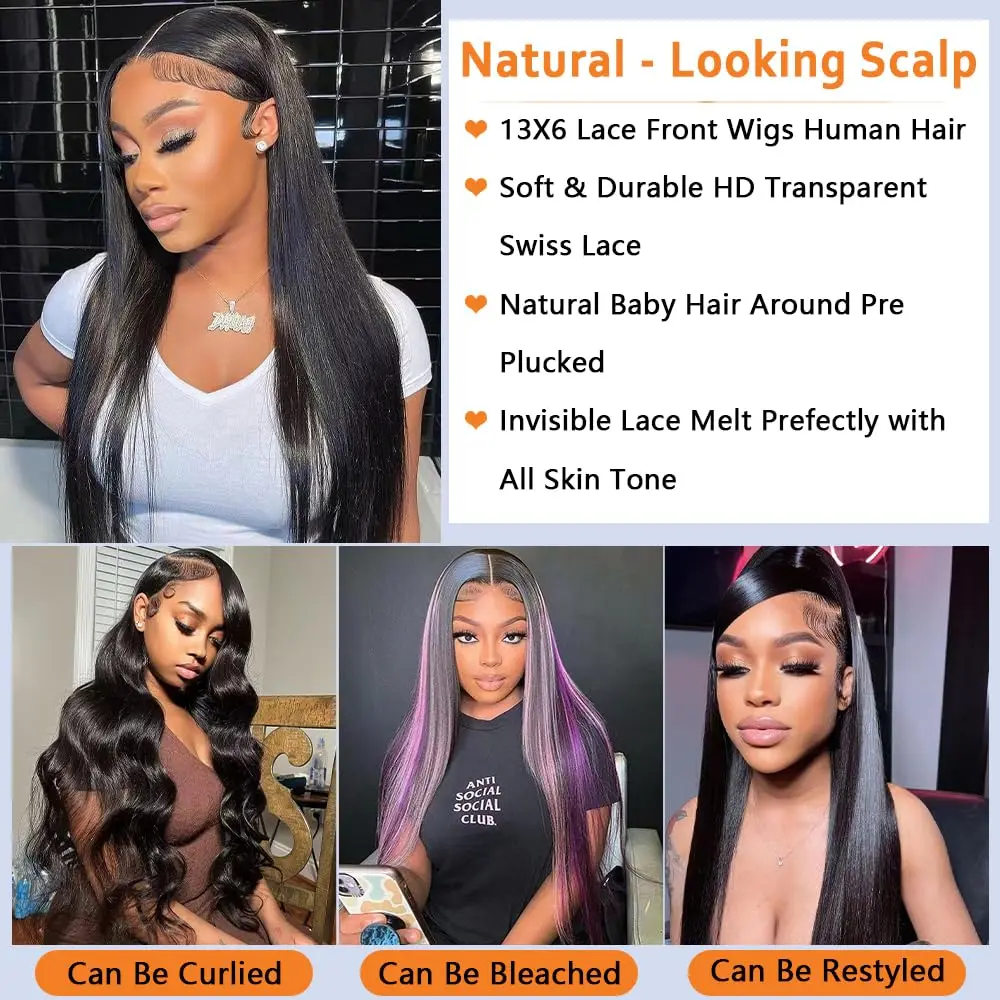 13x6 HD Lace Frontal Wigs Bone Straight Lace Front Human Hair krótkie peruki ludzkie włosy 30-calowe długie peruki dla kobiet Wybór na sprzedaż