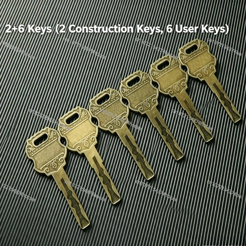 Copper Security Door Lock with AB Keys, Super C‑Grade Anti‑Pick Lock Cylinder, Copper Pin Dual‑Blade, Bronze Keys, Universal Fit