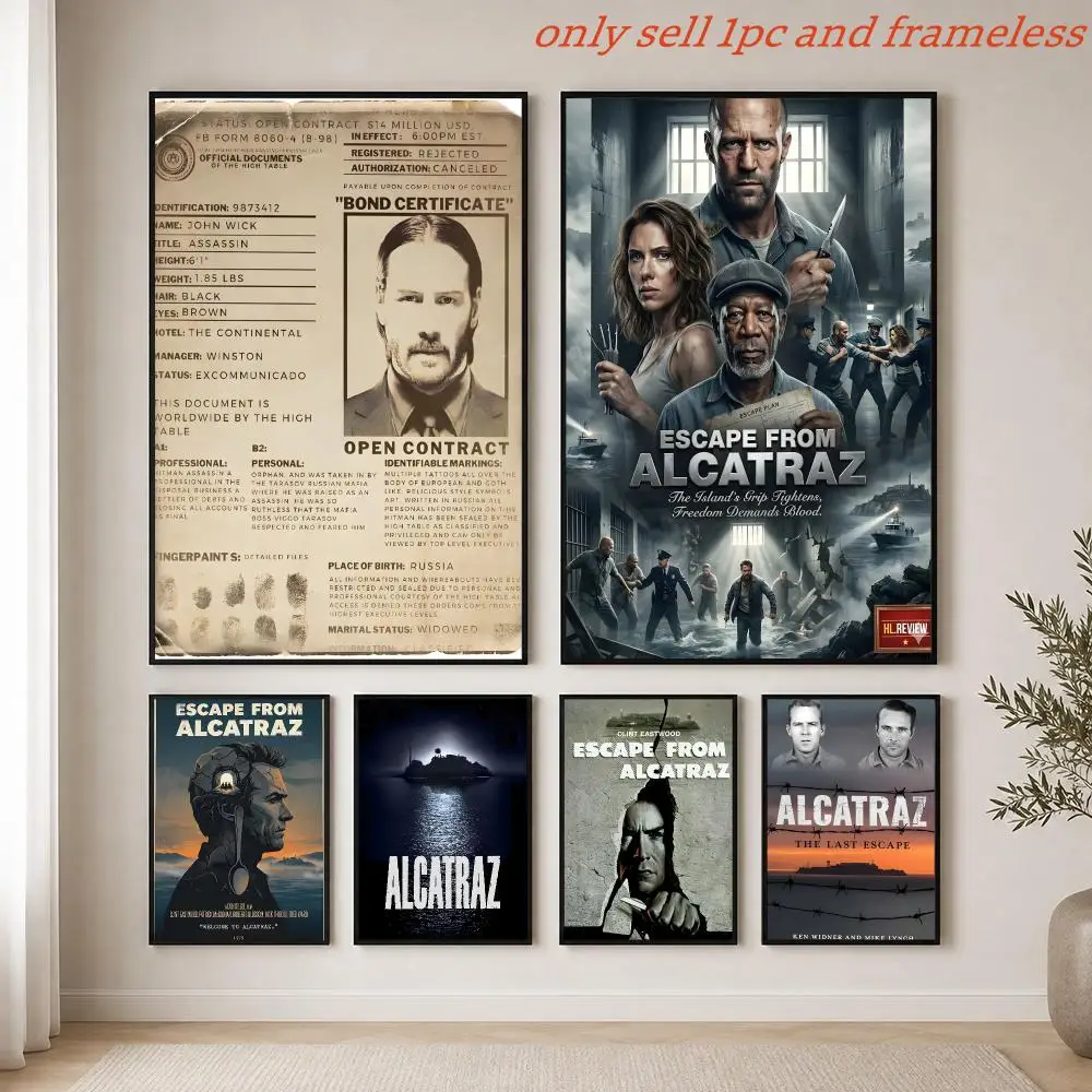 Actionfilm E-Escape from Alcatraz Poster HD Heißes Thema Sänger/OST/Film/Anime-Wasserdicht Selbstklebend Heimdekoration