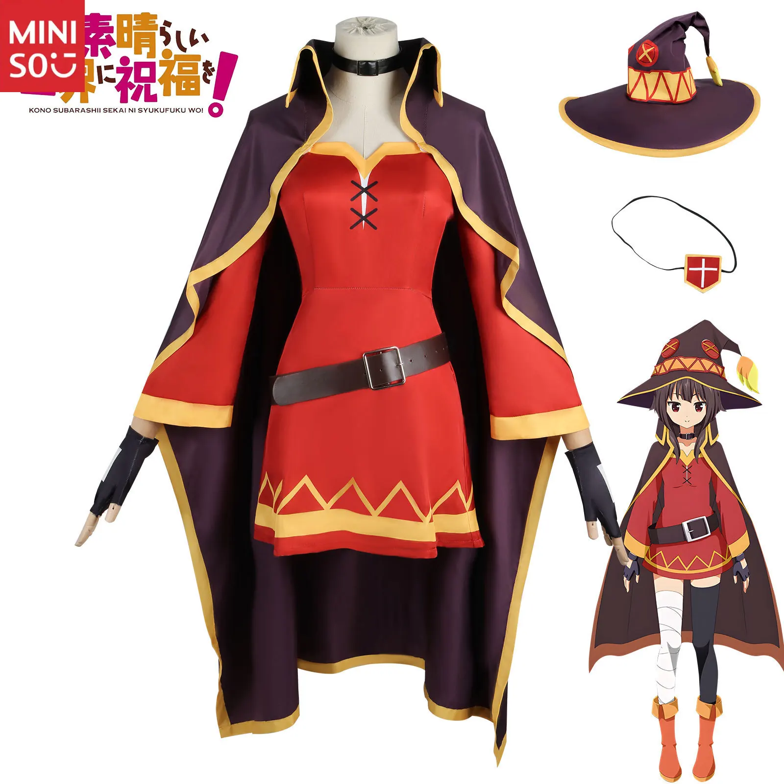 

Miniso KonoSuba Cosplay Costume, Megumin Crimson Demon Outfit