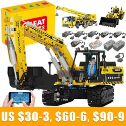 Technical Car Excavator APP Remote Control Moter Power T4001 Bricks Building Blocks Engineering Truck Toys Kids Moc Sets Gift