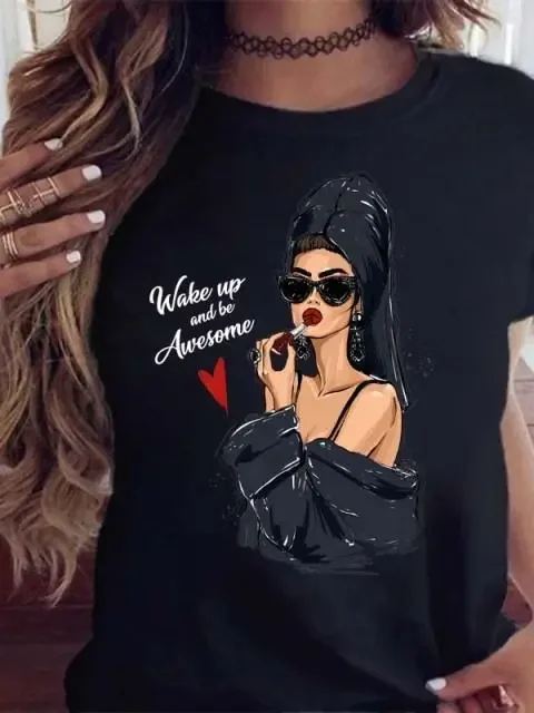 Maycaur Hot Sales Printed Female Tshirt Women Fashion Graphic Printed T-Shirt Harajuku Korean Style Short Sleeves Clothes Female