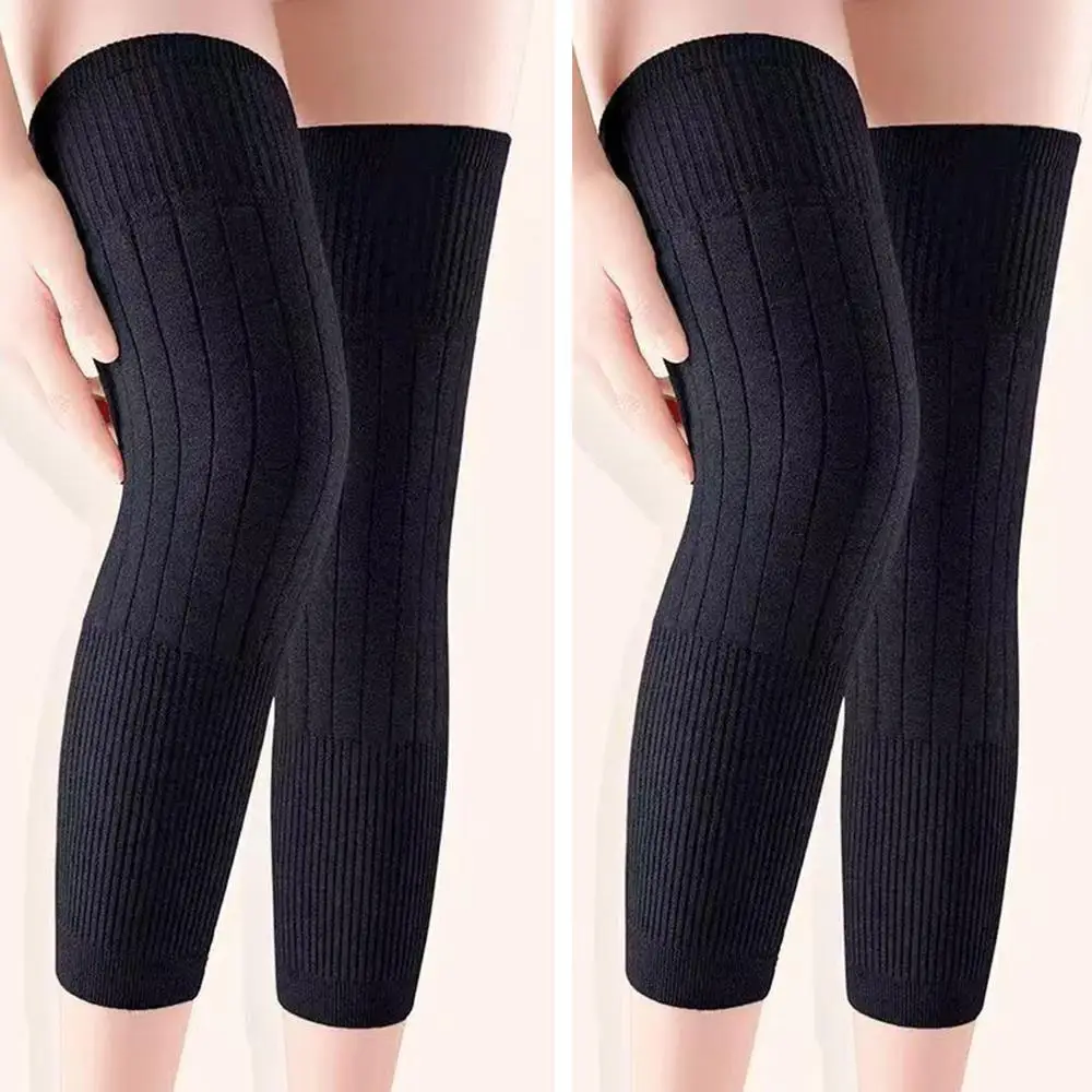1쌍 무릎 보호대 캐시미어 무릎 보호대 방한 다리 무릎 보호대 두꺼운 다리 보호대 울 무릎 패드 따뜻한 방풍 다리 슬리브