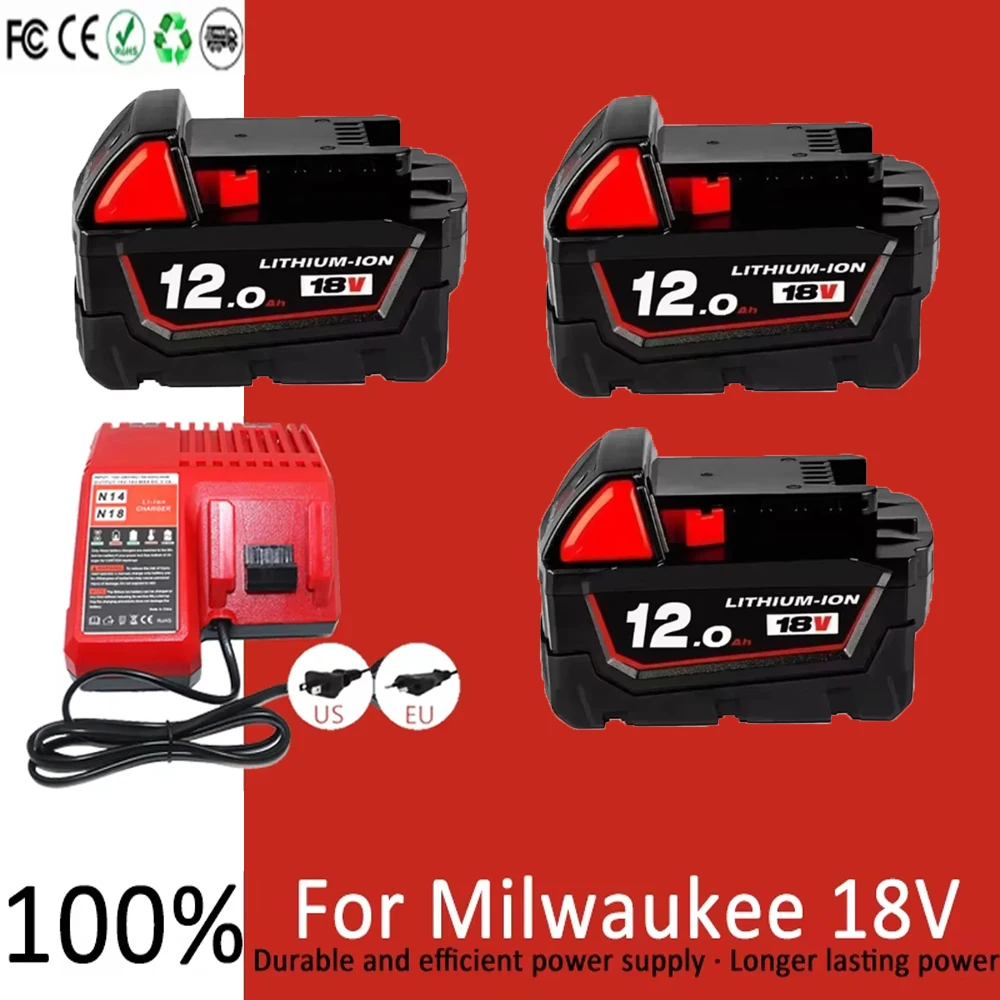 

For Milwaukee 18V 12000mAh Apply To 48-11-1815 48-11-1850 2646-20 2642-21ct Replacement Lithium Battery for Milwaukee
