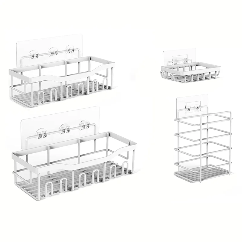 

AT19-5-Pcs Rust-Resistant Stainless Steel Shower Racks Large-Capacity Storage Rack Kitchen And Home Decor Storage