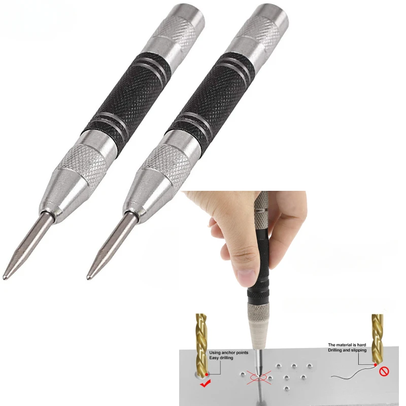 Auto Center Puncher Hole Marker Wood Metal Steel Spring Load Kerner Drill Locator Heavy Duty Punch Carpentry Automatic Hand Tool