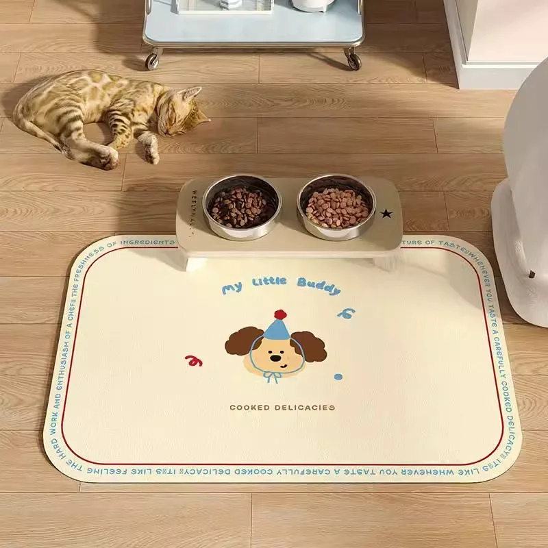 Vikama placemat para animais de estimação, tapete de comida para cães, antiderrapante e à prova de vazamento, tapete de tigela de comida para cães e gatos, tapete de suprimentos para animais de estimação de lama de dia