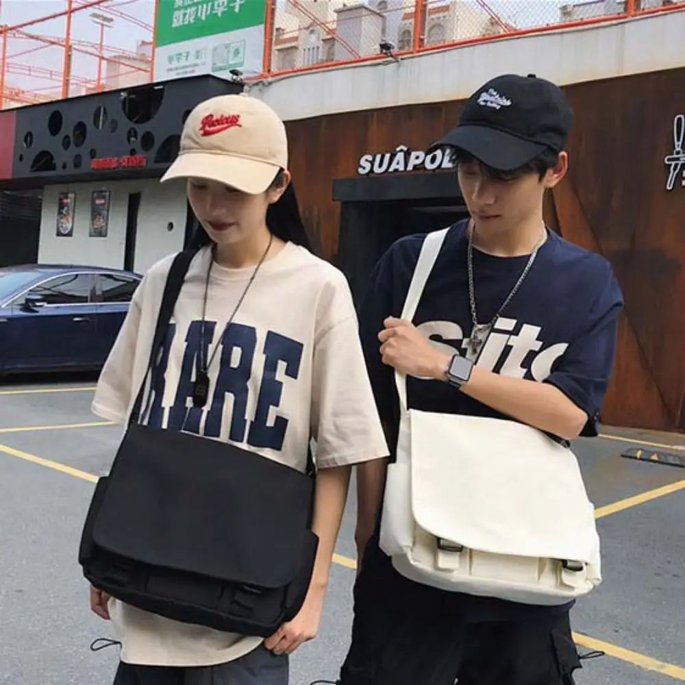 

Casual Black Solid Nylon Bag Korean Style Crossbody Bag Messenger Bag Solid Color Large Capcity Simple Shoulder Bag Travel