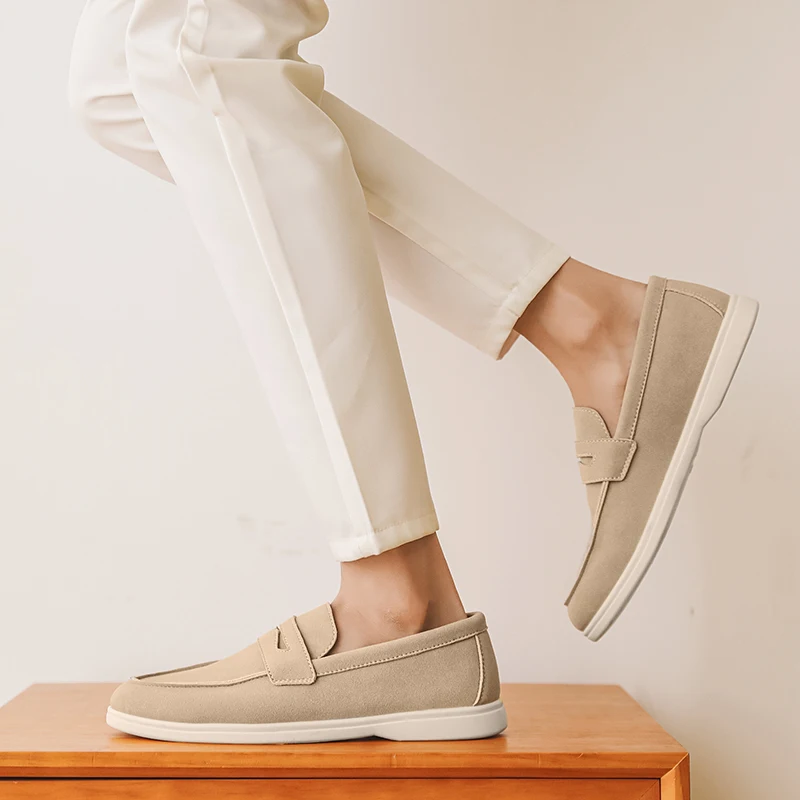 رجال الأعمال عارضة أحذية جلدية المتسكعون الكلاسيكية حذاء رجالي خفيفة الوزن لينة الأخفاف كسول أحذية الانزلاق على أحذية القيادة الشقق #3