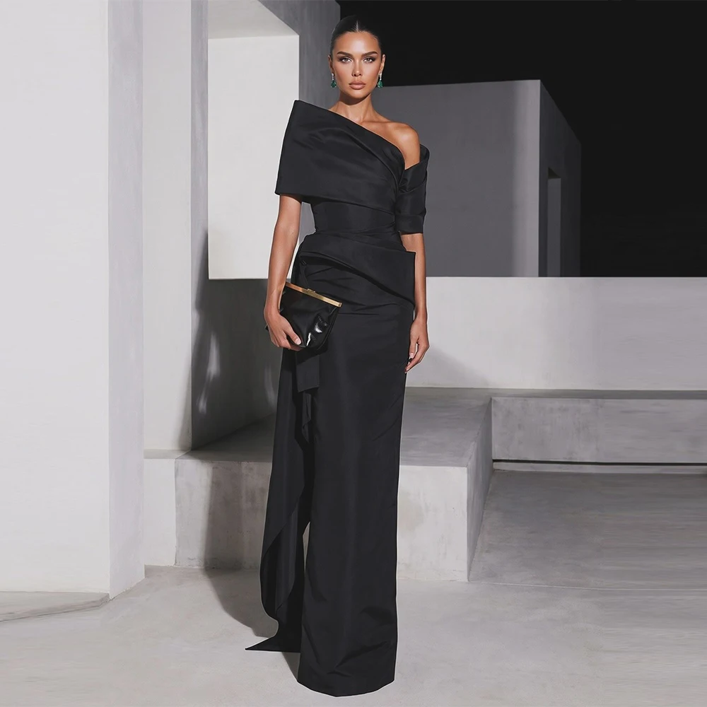 Formal Mermaid Evening Dress Temperament Off the Shoulder Customized Celebrity Gowns High Quality Ruched Jersey Party Gowns