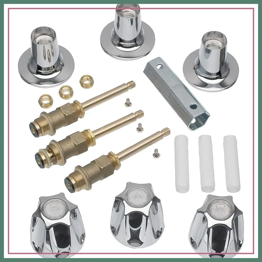 

3-Handle Tub Shower Trim Kit Chrome Replacement for Price Pfister Faucets