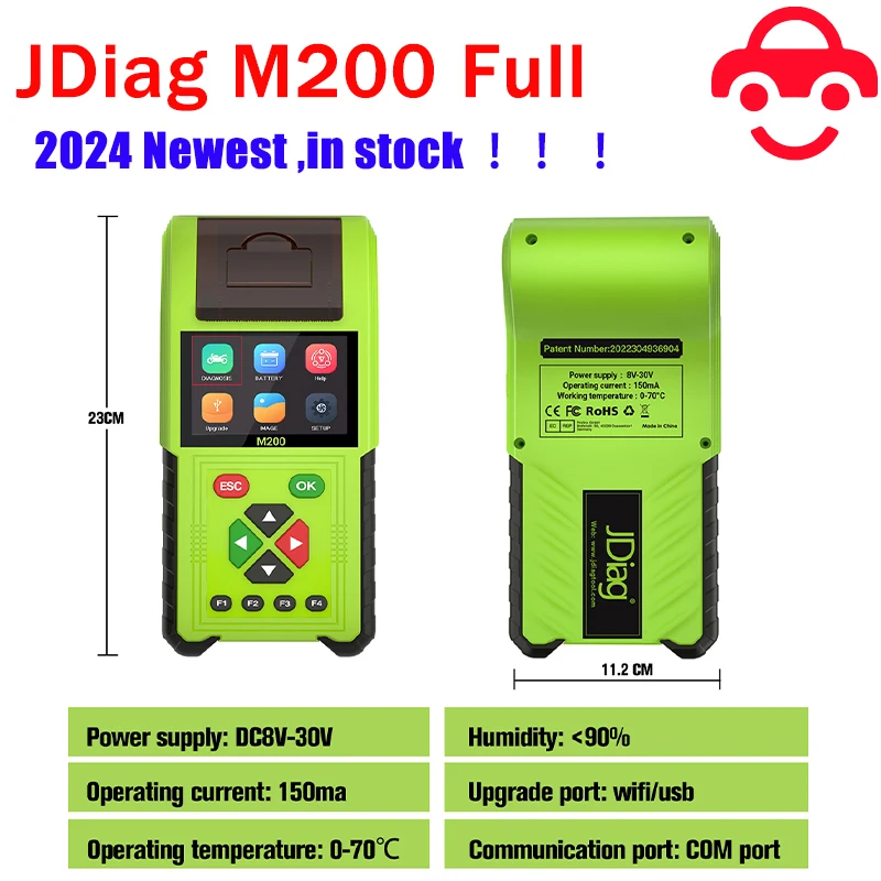 

2024 NEW JDiag M200 Motorcycle Diagnostic Scanner+Battery Tester+Automotive Testing 3in1 Multi-purpose Machine Universal Motors