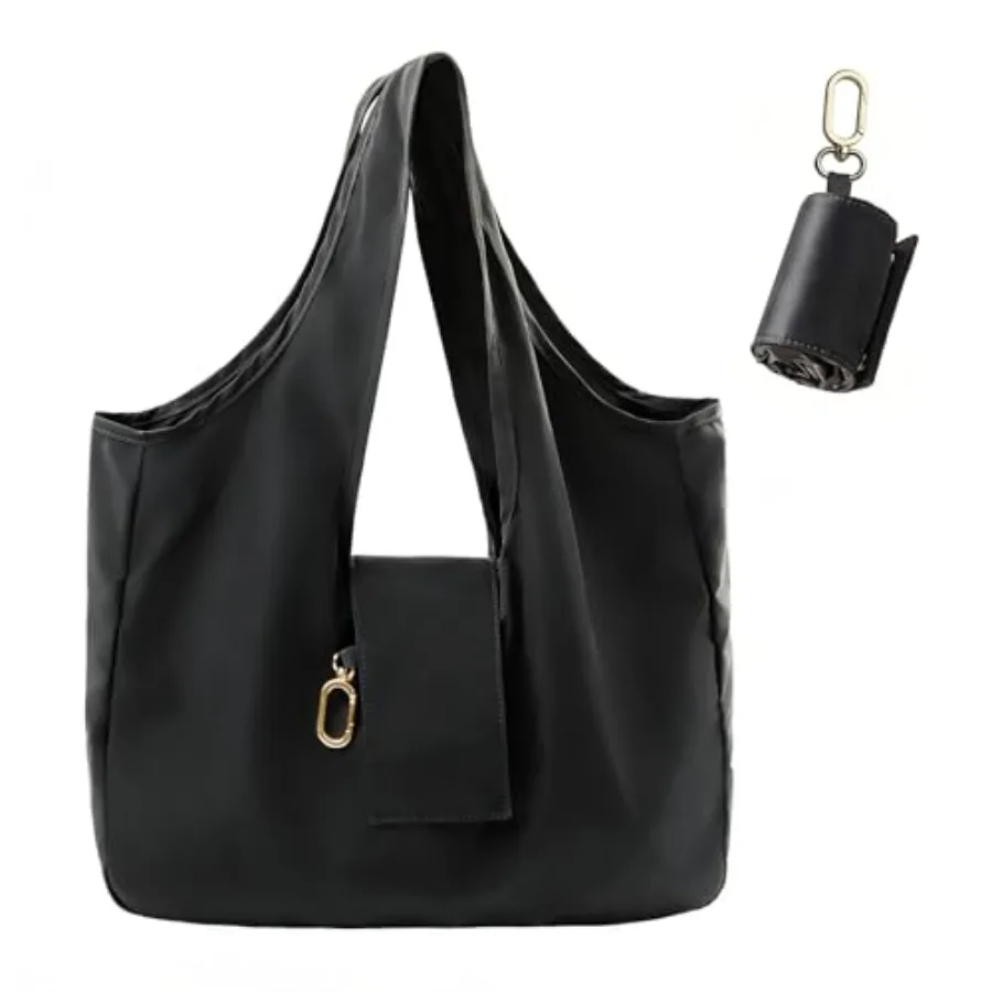 

Keychain Tote Bag Foldable and Reusable Mini Bags with Key Ring Waterproof Expandable Handbag for Daily