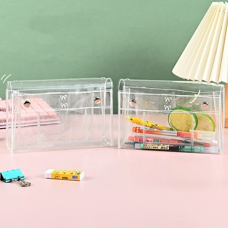 4 Layer Transparent PVC Cosmetic Bag Travel Toiletry Organizer Pencil Case Storage For Students