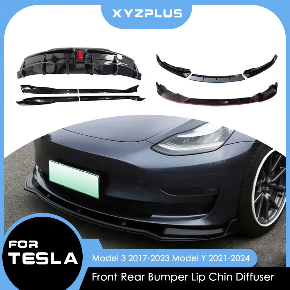 2023 Model Y Car Front Rear Bumper Lip Chin Diffuser Body Kit Spoiler Deflector For Tesla Model 3 2017-2023 Exterior Accessories