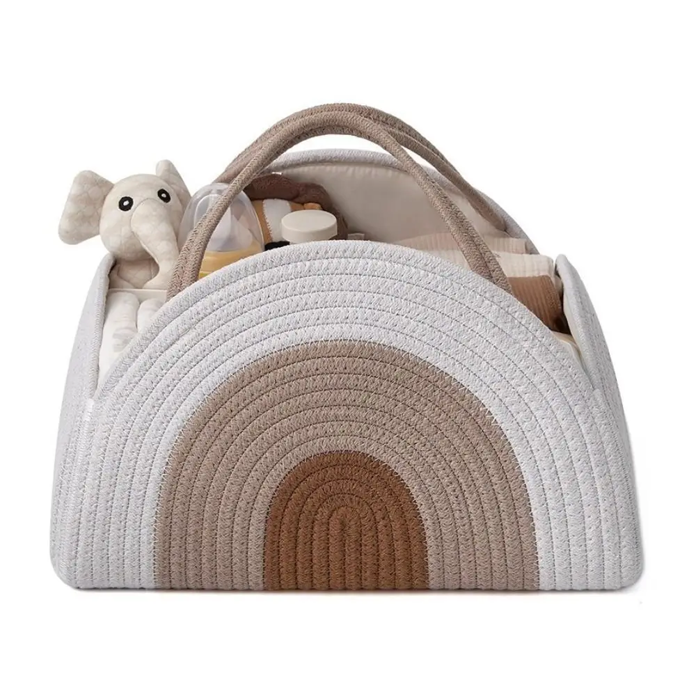 

Portable Multifunctional Baby Diaper Bag with Handle Folding Mommy Handbag Cotton Rope Large Capacity Diaper Organizer Newborns