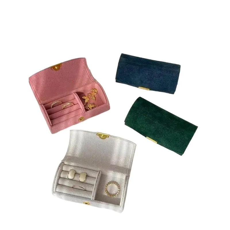 Exquisite und tragbare Mini-Schmuck-Aufbewahrungsbox für Geschäftsreisen für Damen, Anti-Oxidations-Licht, luxuriöse Samtring-Schmuckschatulle