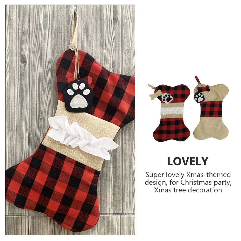 

2 Pcs Christmas Sock Gift Bag Holiday Stockings Decorations Decorative Socks Cloth