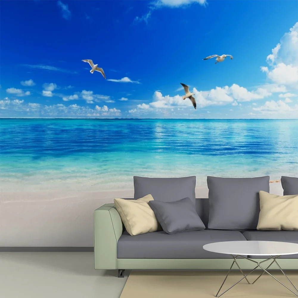 custom wall papers home decor Beach seaside Large Wall Painting wallpapers Living Room Bedroom Background 3D art Mural wallpaper