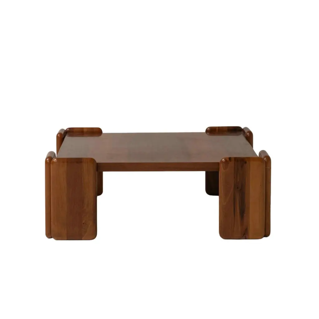 #1970s Vintage Elegant Designer Wooden Square Coffee Table Dark Brown   Hard mango Wood Center Tea Table Nordic for Living Room