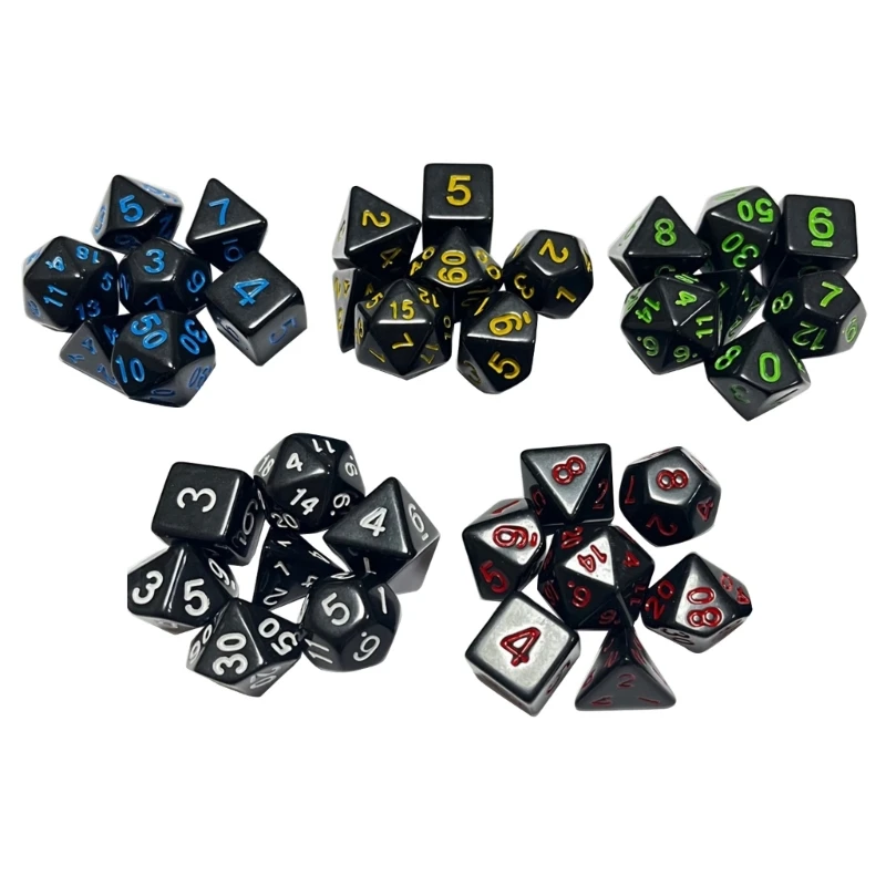 Polyhedral DND-Dice Sets Black-Dice for Pathfinder-RPG-MTG-Table Gaming-Dices E56D