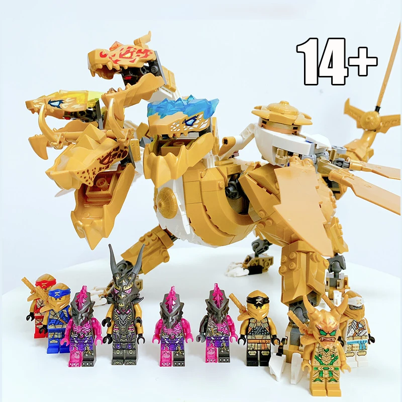 NEW Ninja Series Golden Ultradragon Four-Headed Dragon Mecha Building Blocks Toy for Birthday Gifts view 2