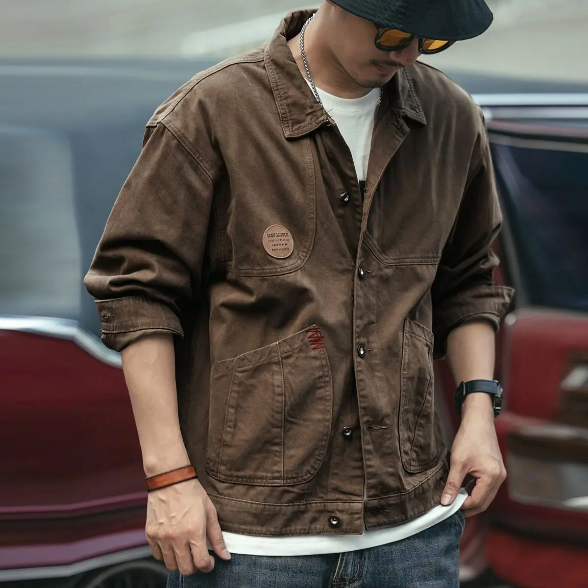 Vintage Autumn Men Jackets Windbreaker Multi-pockets Bomber Jacket Cardigan Military Army Tactical Streetwear Korean Fashion