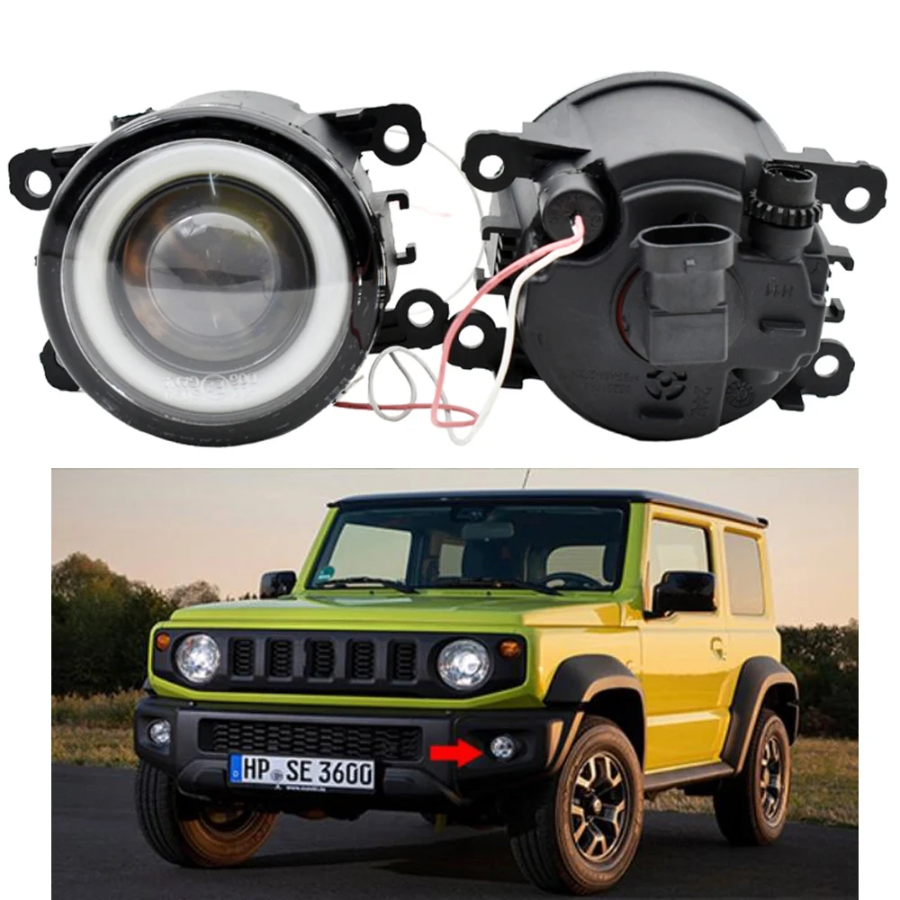 1Pair LED Fog Light Angel Eye Daytime Running Lights for Suzuki Jimny 2018 2019 2020 JB43 Jimny 1998-2017 White