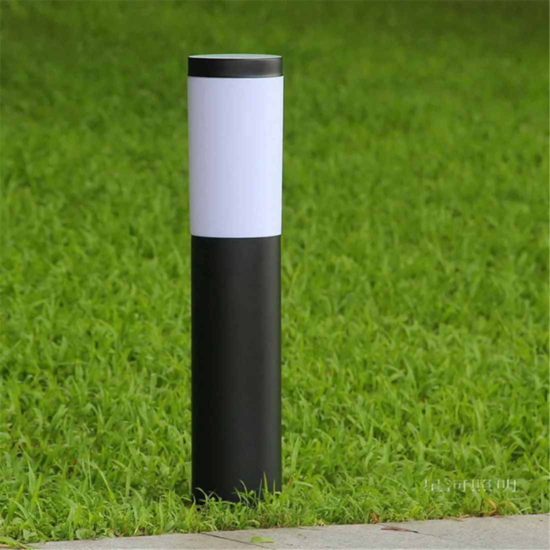 Luz E27 para camino al aire libre, lámpara de césped para Patio, pasarela, decoración de jardín, negro y plateado, 76mm, 114mm