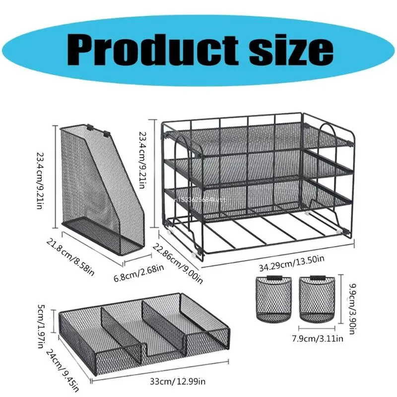 Органайзеры для файлов, металлический 4-х уровневый лоток с буквами и выдвижным ящиком, 2 чашки для ручек, штабелируемые для для