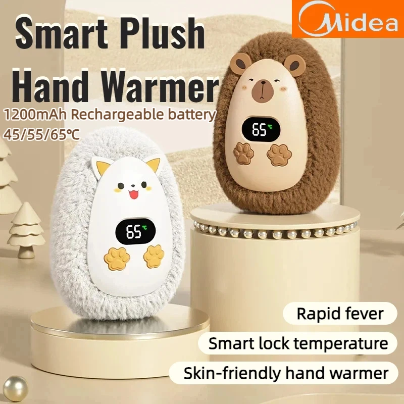 

Midea Electric Plush Mini Hand Warmer Cute Animal Heater Digital Display Temp Adjustable Temperature For Winter for Pocket Gift