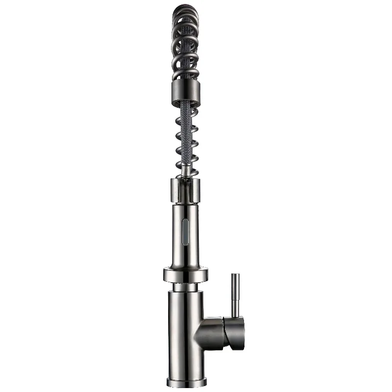 Touch On Kitchen Faucet Matt Black Sensor Activated Pull Out Mixer Sink Tap Stainless Steel Single Handle Champagne Bronze