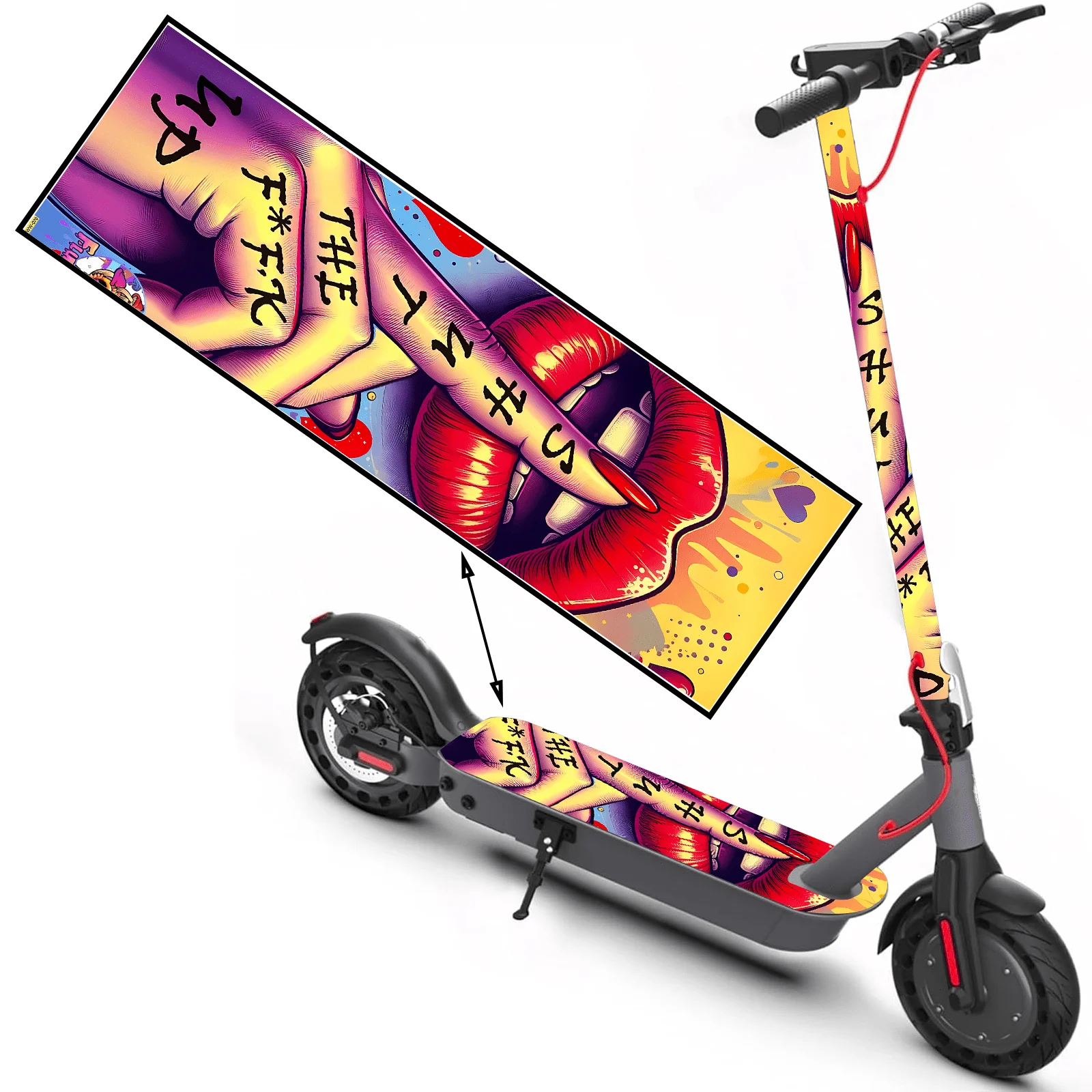 No Talking Pattern Scooter-Pedalaufkleber, Scooter-Aufkleber, Skateboard-Aufkleber, Aufkleber für Scooter-Bodenmatten, personalisiert, cool