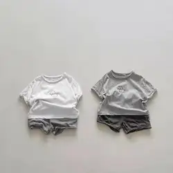 Conjunto de ropa de manga corta para bebÃĐ, camisetas con estampado de dibujos animados y pantalones cortos, traje de 2 piezas, trajes informales para niÃąo pequeÃąo, 2024