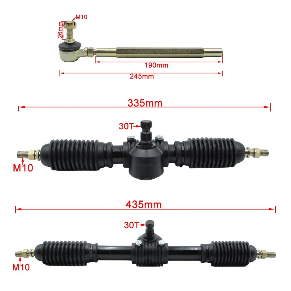 Go Kart Power Steering Gear 320mm 420mm Shaft Rack and Pinion Assembly for DIY China Kart ATV UTV Dirt Bike Quad Bike Accessorie