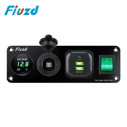 12V USB Socket Panel Quick Charge 3.0 PD USB C Socket Outlet Cigarette Lighter Adapter for Car Boat RV Motorcycle