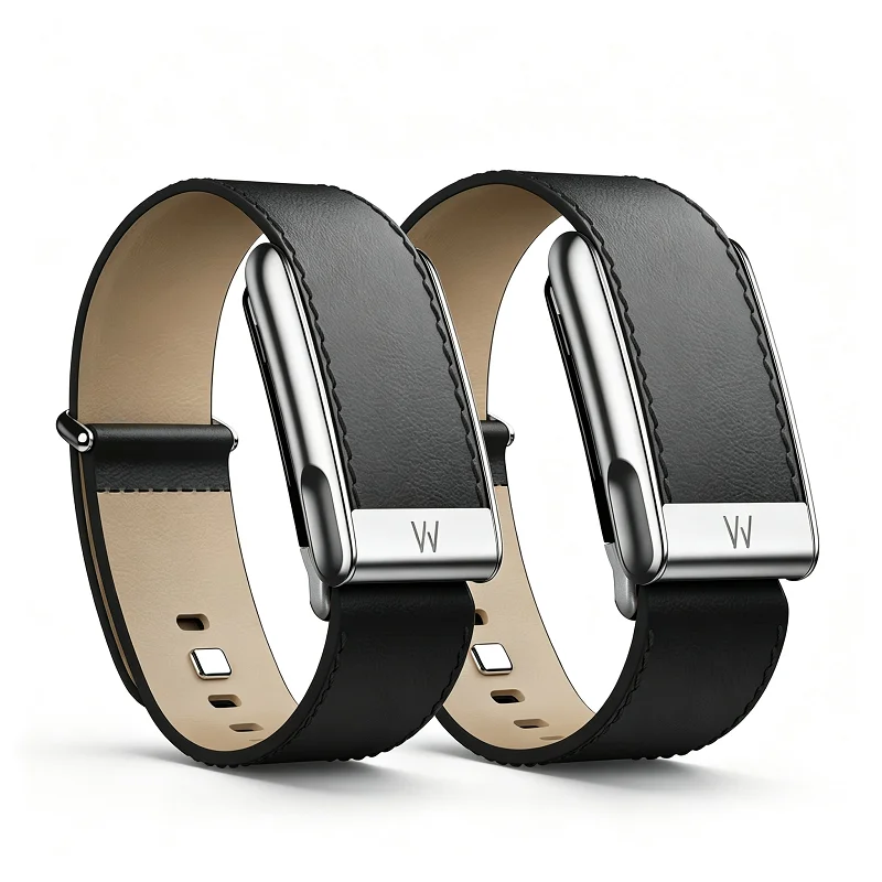 whoop-50フィットネストラッカーに対応し、トップレイヤーの牛革製バックルストラップと明るいシルバーの金属製u字型パーツが特徴です。