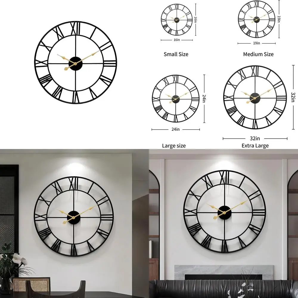 

Stylish 32-Inch Round Wall Clock, Modern Roman Numeral Design, Battery-Powered for Home & Office