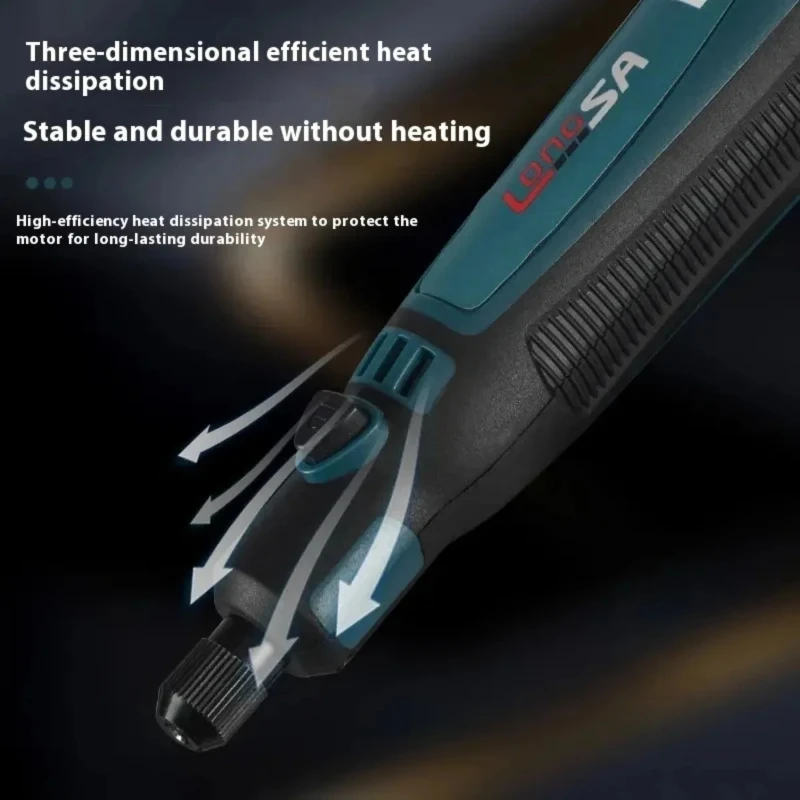 LONGSA Cordless Mini Electric Grinder Pen 3‑Speed Adjustable USB Rechargeable Multi‑function Tool for DIY Polishing Grinding